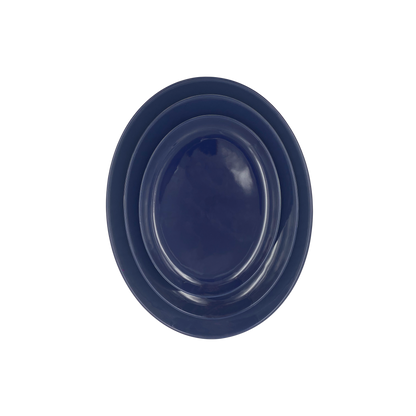 Shell Bisque Medium Oval Plate- Indigo- Set of 4