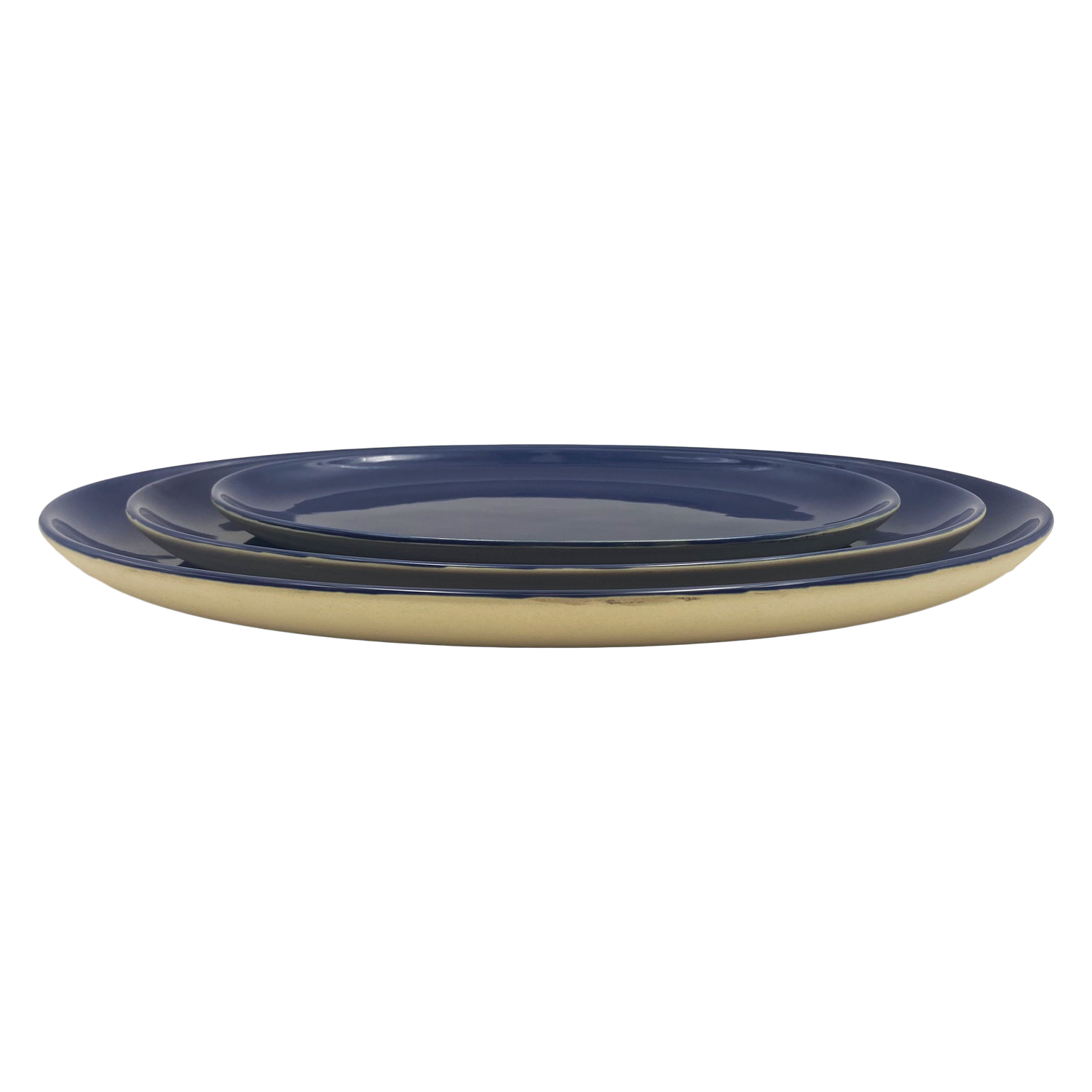 Shell Bisque Medium Oval Plate- Indigo- Set of 4