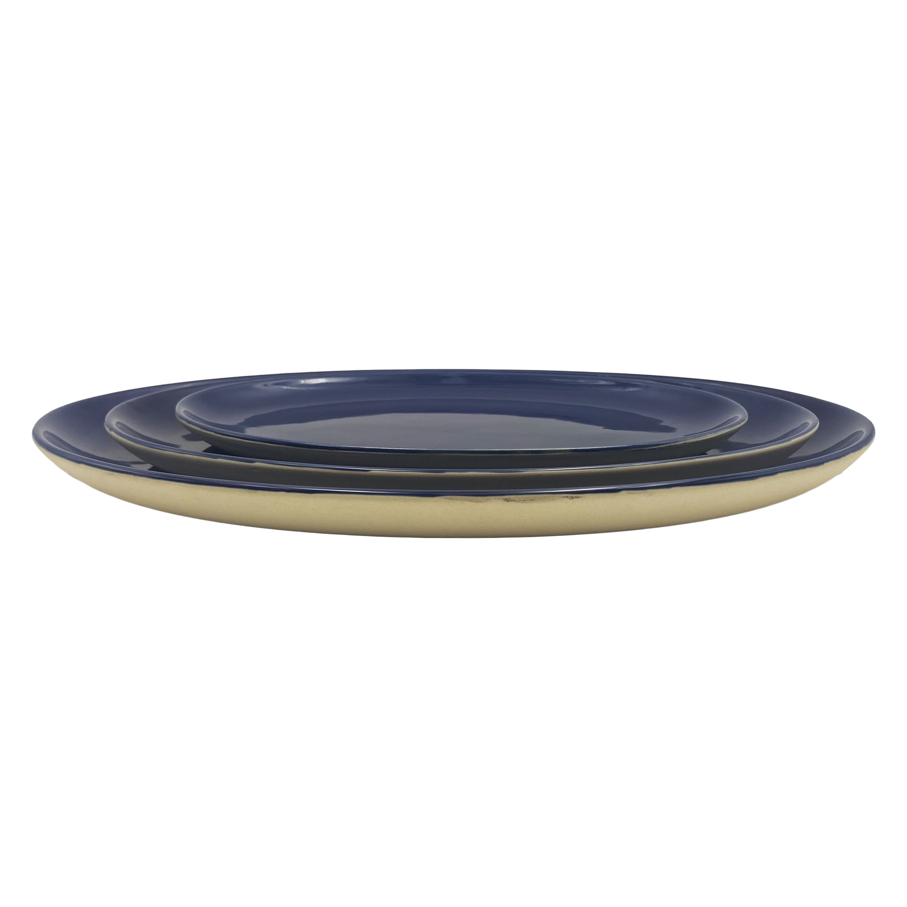 Shell Bisque Medium Oval Plate- Indigo- Set of 4