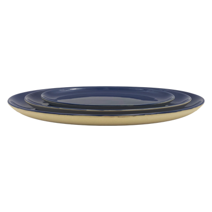 Shell Bisque Medium Oval Plate- Indigo- Set of 4