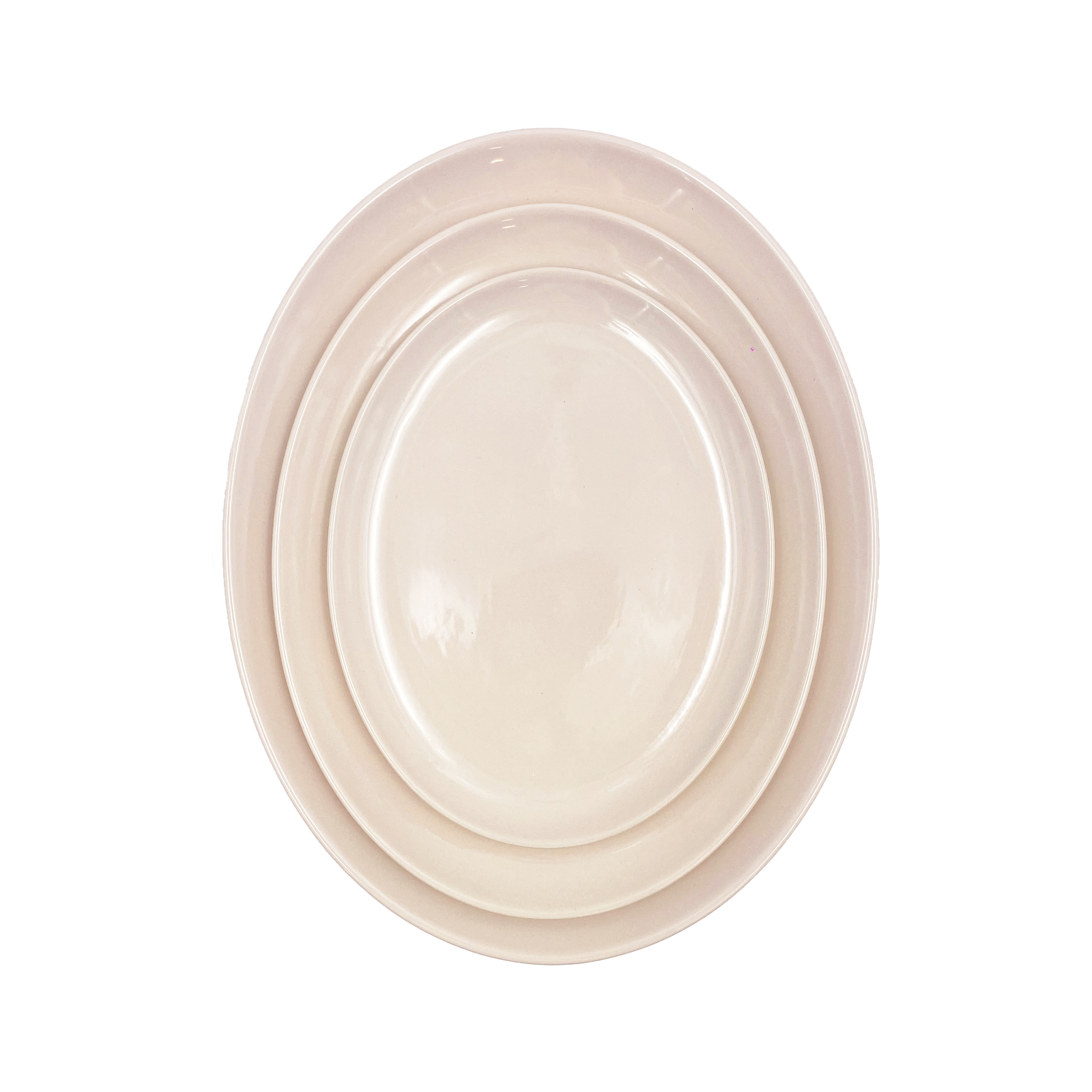 Shell Bisque Large Oval Plate- Soft Pink- Set of 4