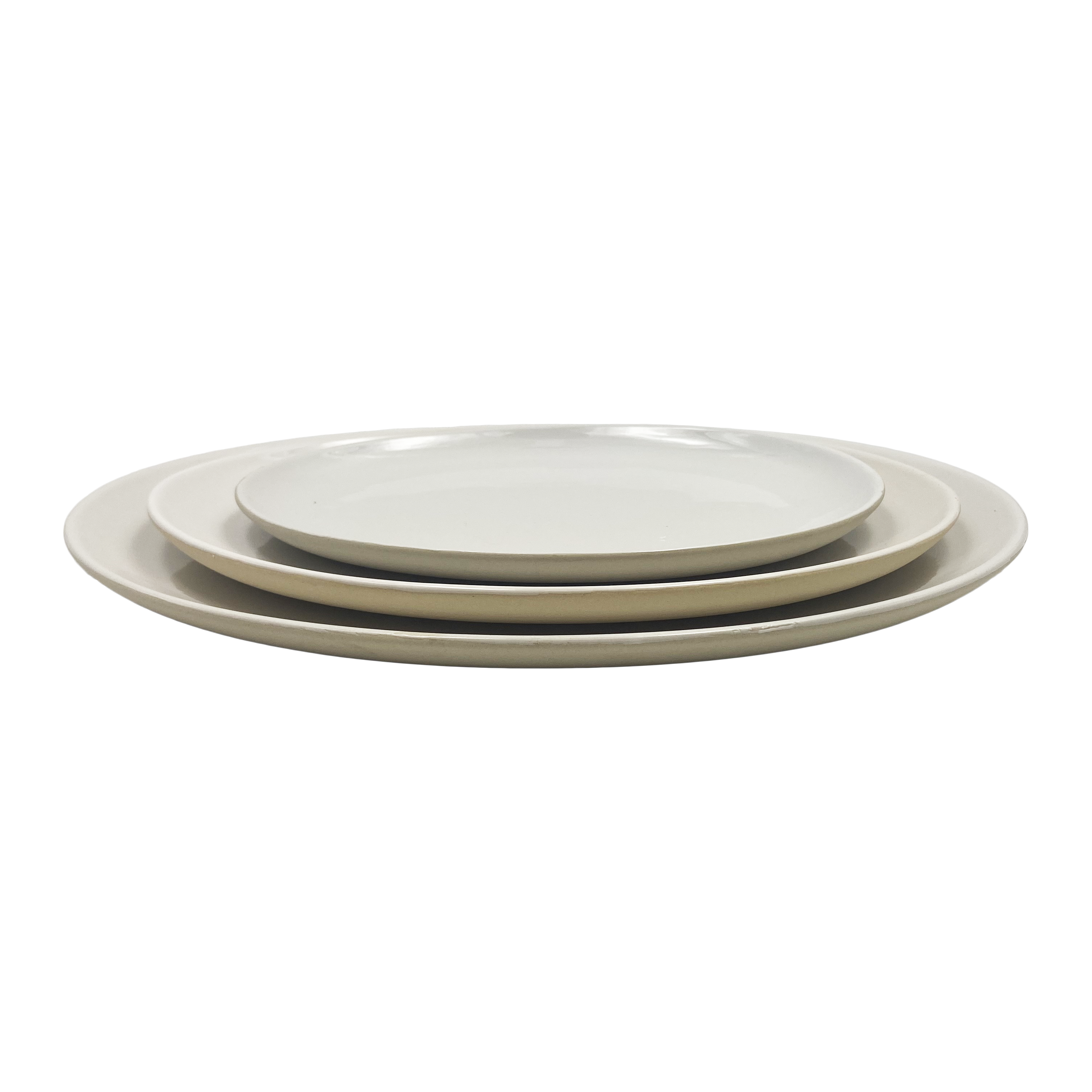 Shell Bisque Large Oval Plate- White- Set of 4