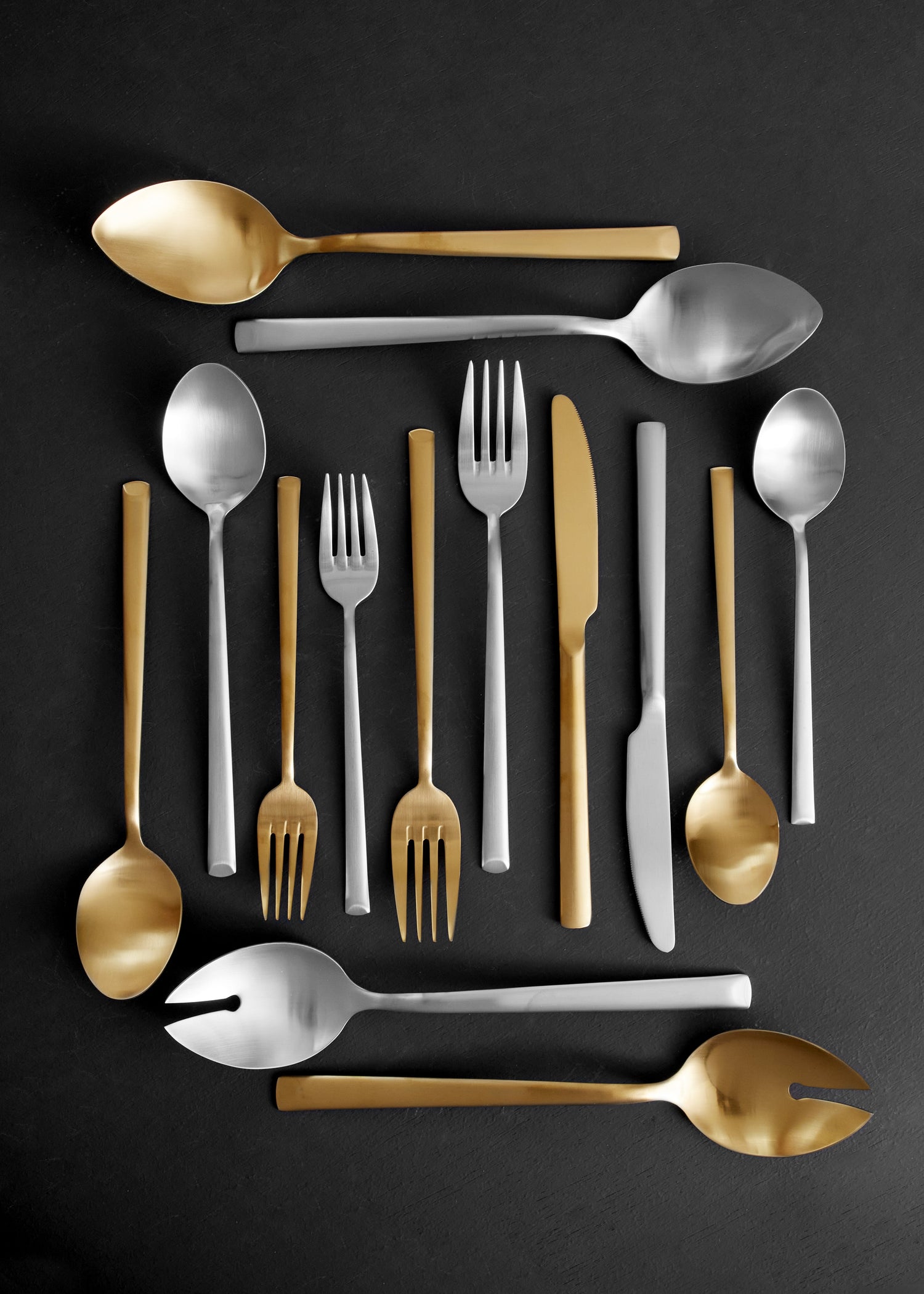 Ellsworth 2-Piece Salad Server Set in Matte Gold