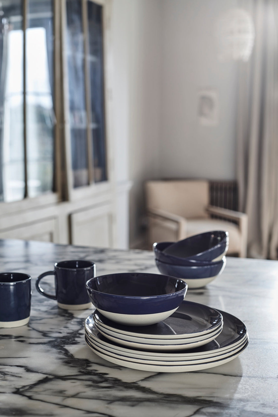 Shell Bisque Cereal Bowl Indigo - Set of 4