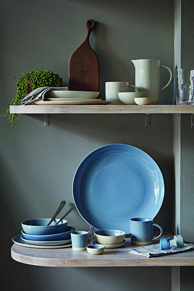Shell Bisque Tidbit Plate Blue - Set of 4