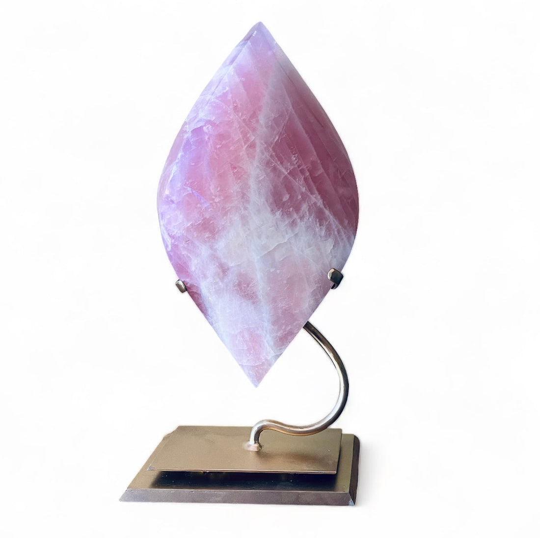 Rose Quartz Double Pointed Flame on Stand