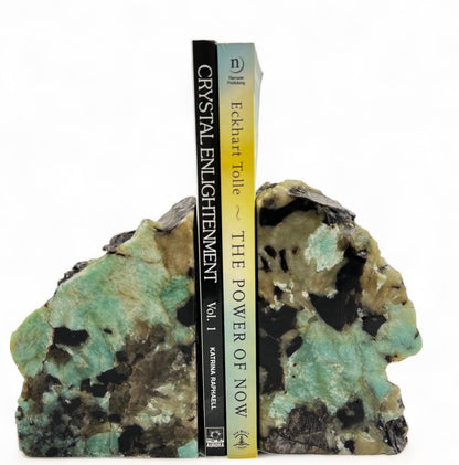 Amazonite and Black Tourmaline Bookends