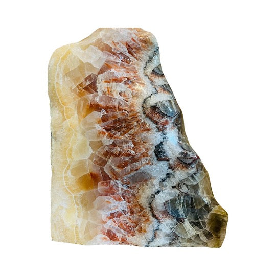 Calcite Raw Red, Orange, Yellow Banded Freeform