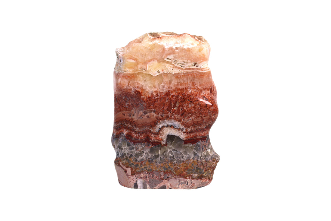 Calcite Raw Red, Orange, Yellow Banded Freeform