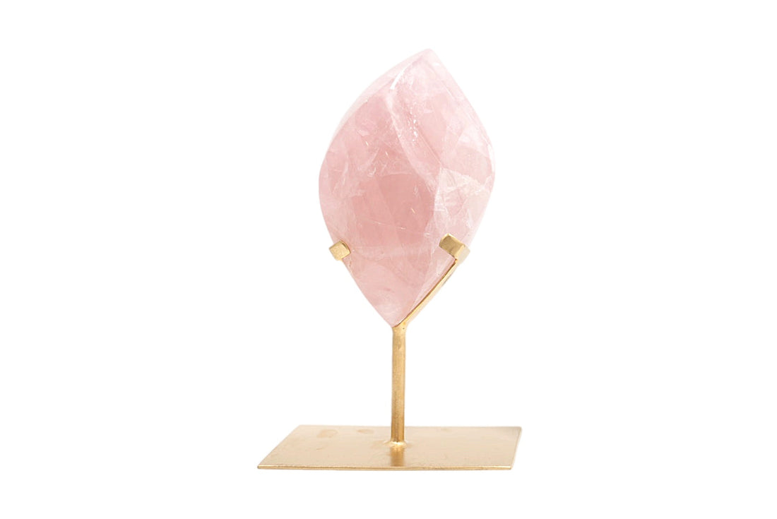 Rose Quartz Double Pointed Flame on Stand